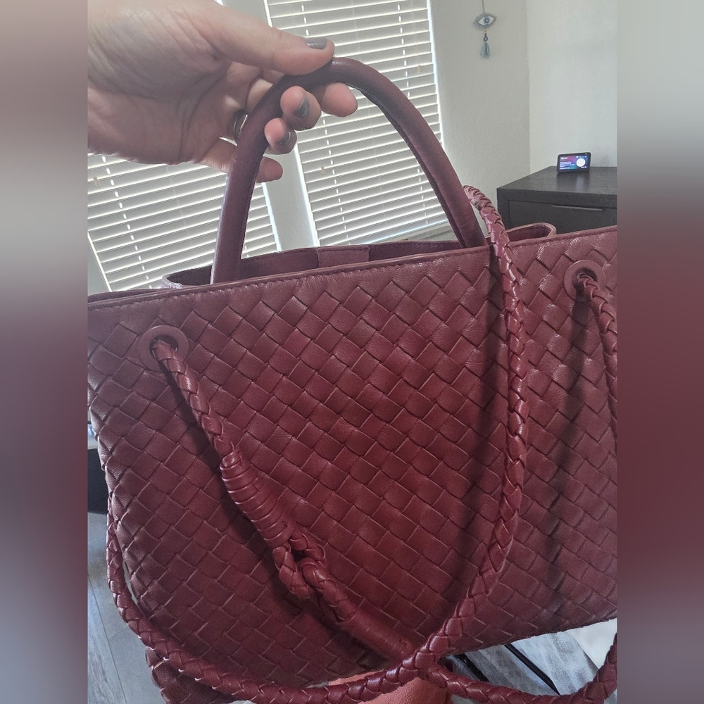 Quince Maroon Woven Tote Bag